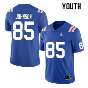 Youth Florida Gators #85 Kevin Johnson NCAA Nike Blue Throwback Authentic Stitched College Football Jersey WML1362KQ